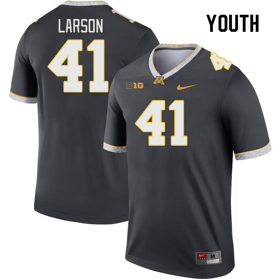 Youth #41 Cade Larson Minnesota Golden Gophers College Football Jerseys Stitched-Charcoal - Click Image to Close